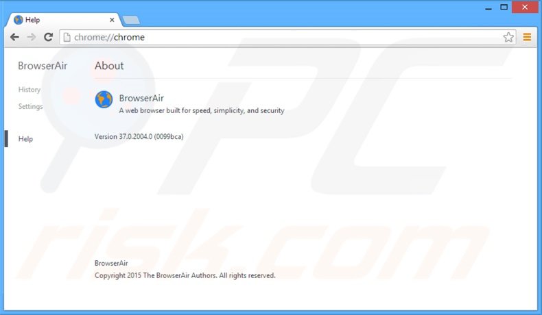 Chromium based BrowserAir Internet browser