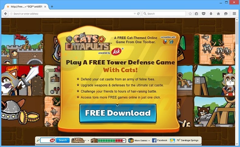 Cats and Catapults browser hijacker