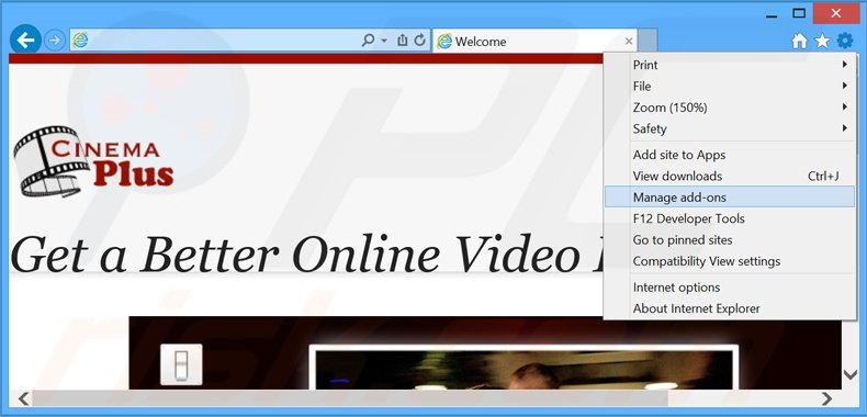 Removing Cinema Video ads from Internet Explorer step 1