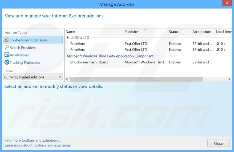 Removing Deal Barium ads from Internet Explorer step 2