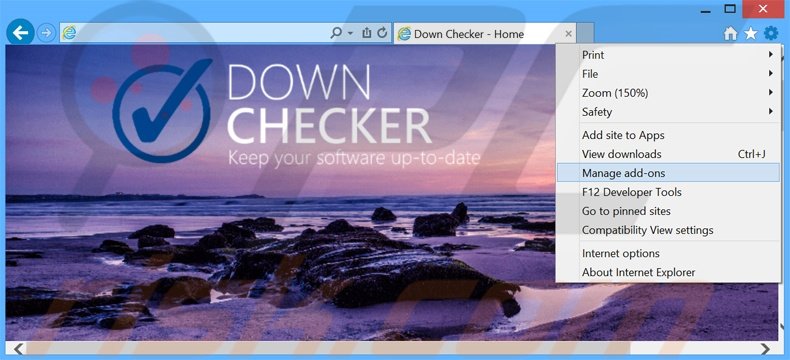 Removing Down Checker ads from Internet Explorer step 1