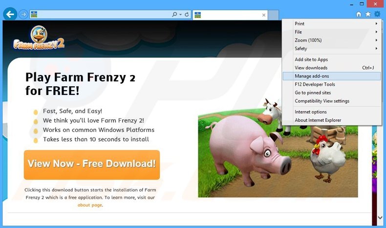Removing Farm Frenzy 2 ads from Internet Explorer step 1