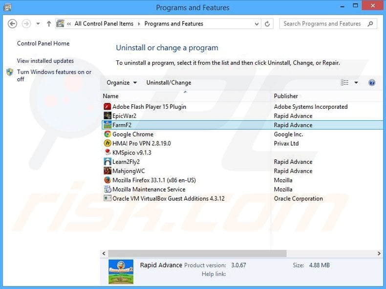 Farm Frenzy 2 adware uninstall via Control Panel