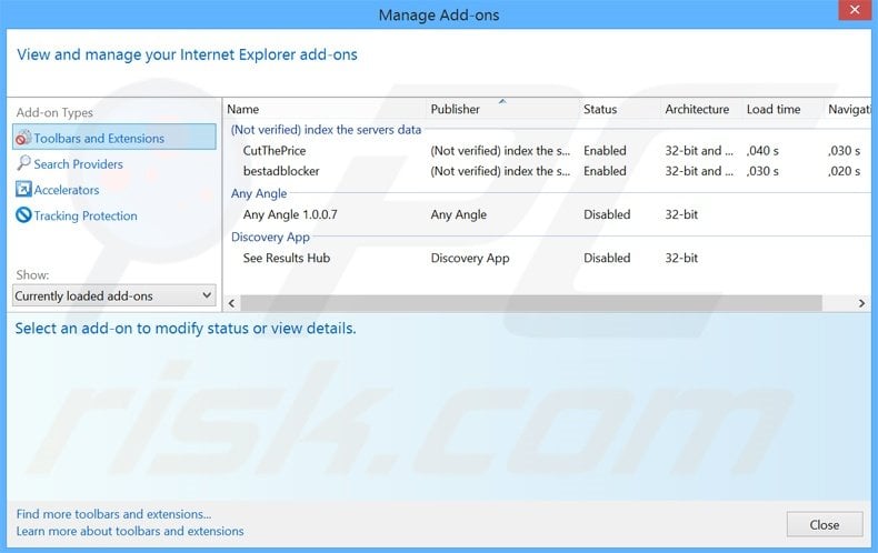 Removing First Verify ads from Internet Explorer step 2