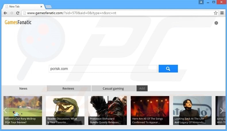 gamesfanatic.com browser hijacker
