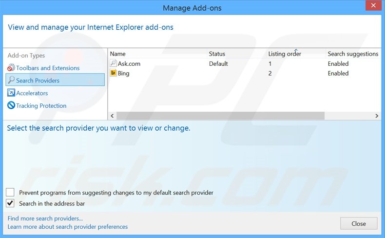 Removing gamesfanatic.com from Internet Explorer default search engine