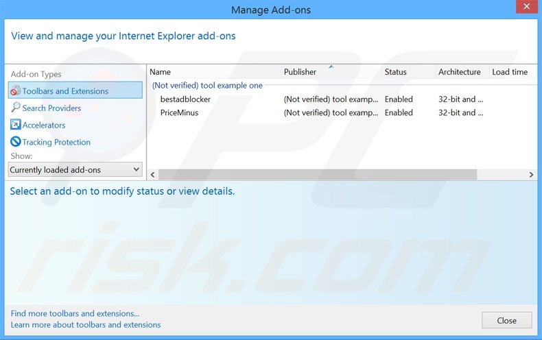 Removing GetPrivate ads from Internet Explorer step 2