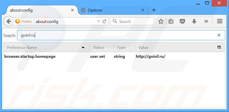 Removing goinf.ru from Mozilla Firefox default search engine