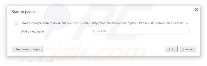 Removing search.inkeepr.com from Google Chrome homepage