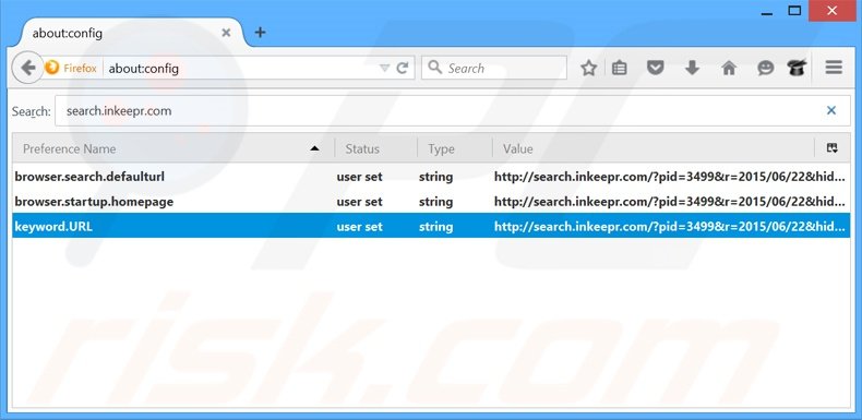 Removing search.inkeepr.com from Mozilla Firefox default search engine