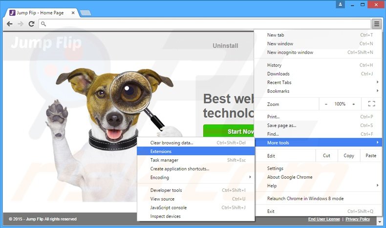 Removing Jump Flip  ads from Google Chrome step 1
