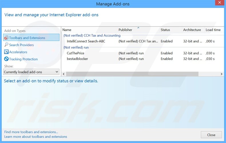 Removing LightningDownloader ads from Internet Explorer step 2