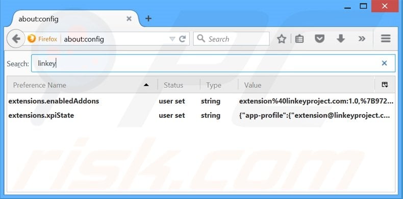 Removing linkeyproject.com from Mozilla Firefox default search engine
