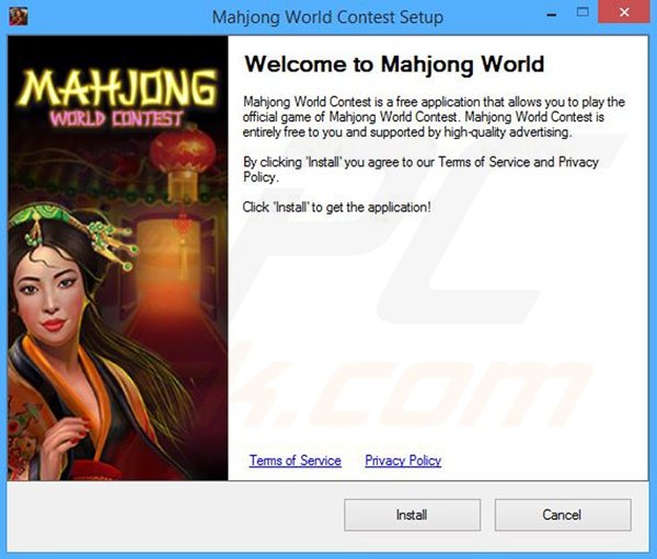 Mahjong World Contest adware installation setup
