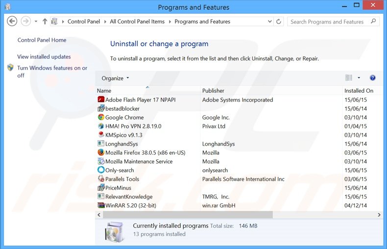 opti-page.com browser hijacker uninstall via Control Panel