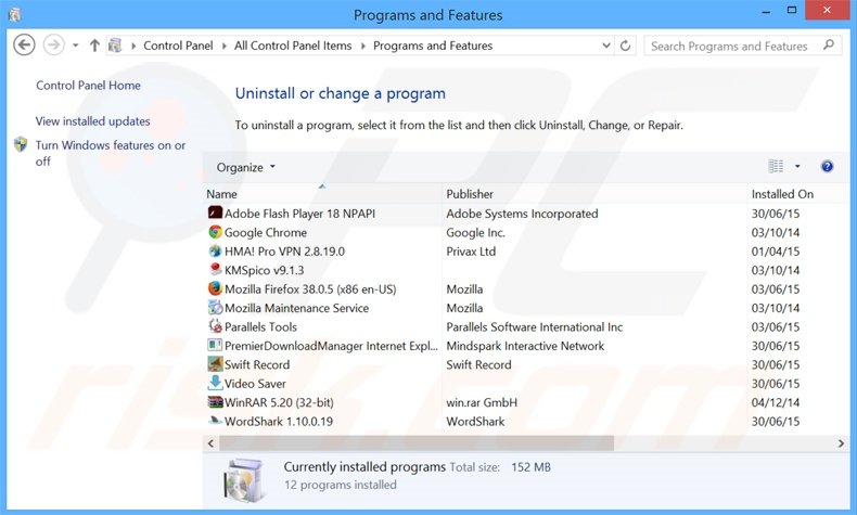 OptiSpace adware uninstall via Control Panel