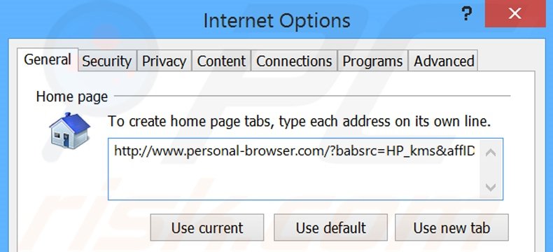 Removing personal-browser.com from Internet Explorer homepage
