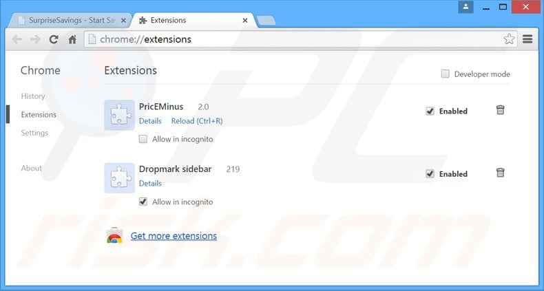 Removing PlayTopus ads from Google Chrome step 2