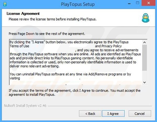 PlayTopus adware installation setup