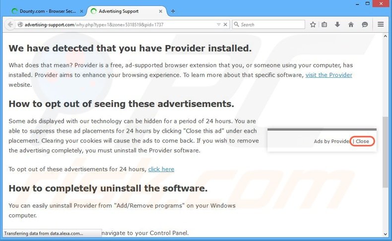 Provider adware