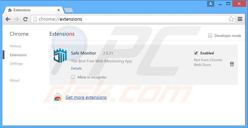 Removing safe monitor ads from Google Chrome step 2