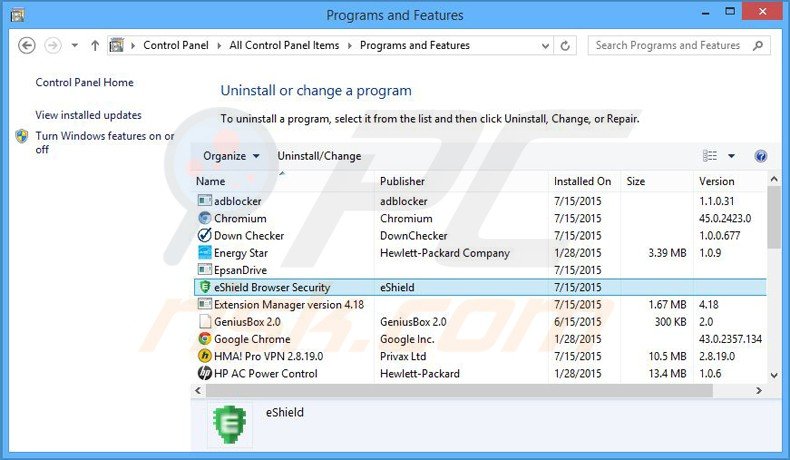 uninstalling safefinder.com browser hijacker via Control Panel