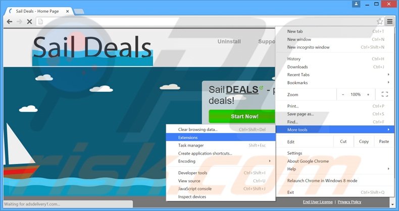Removing Sail Deals  ads from Google Chrome step 1