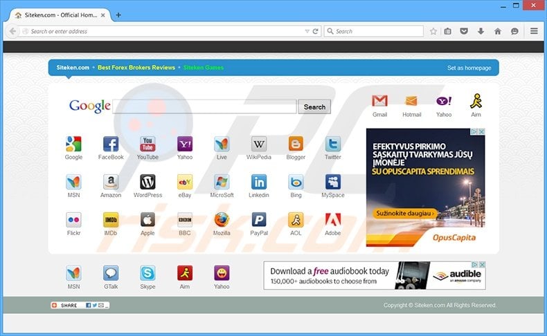 Siteken.com browser hijacker
