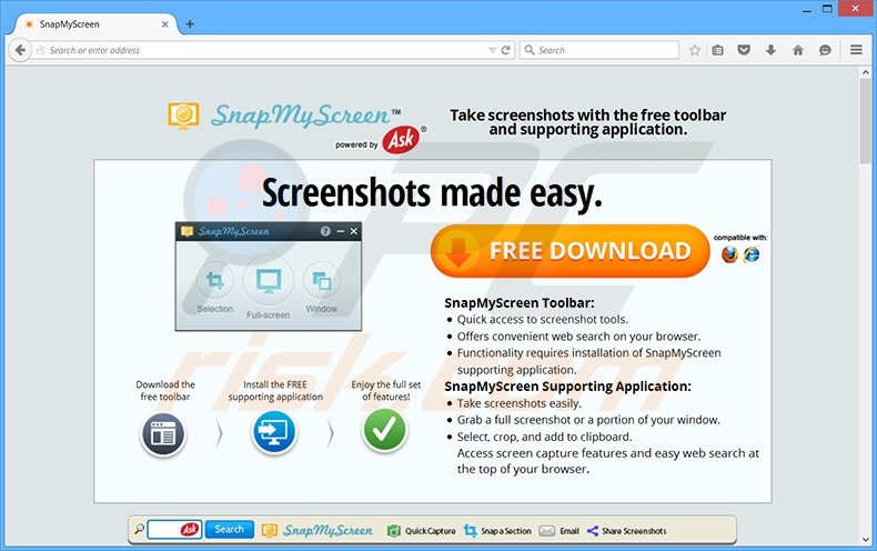 SnapMyScreen browser hijacker