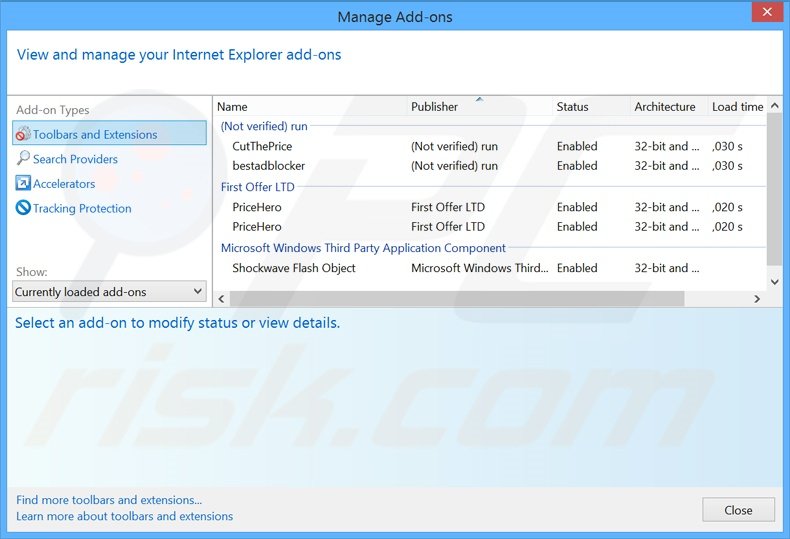 Removing SpeedGuard ads from Internet Explorer step 2