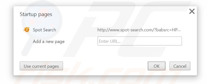 Removing spot-search.com from Google Chrome homepage