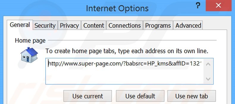 Removing super-page.com from Internet Explorer homepage