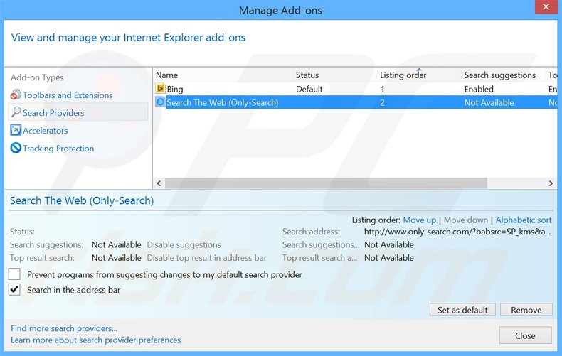 Removing super-page.com from Internet Explorer default search engine