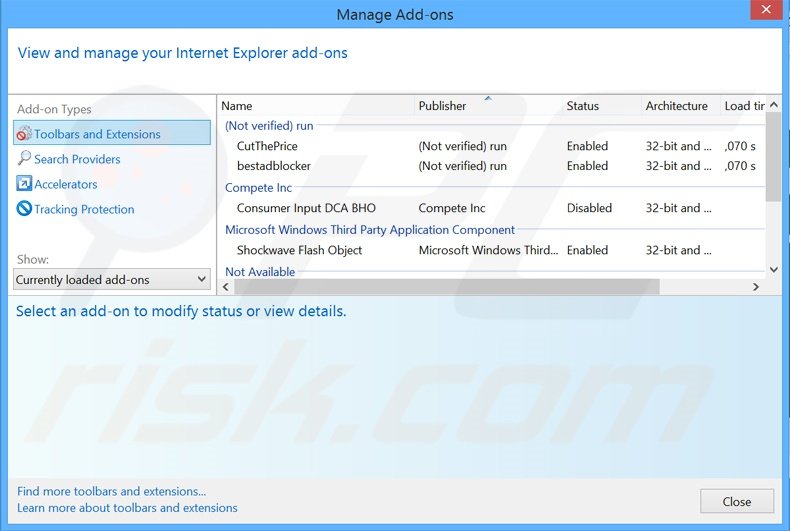 Removing Surf Speed Monitor ads from Internet Explorer step 2