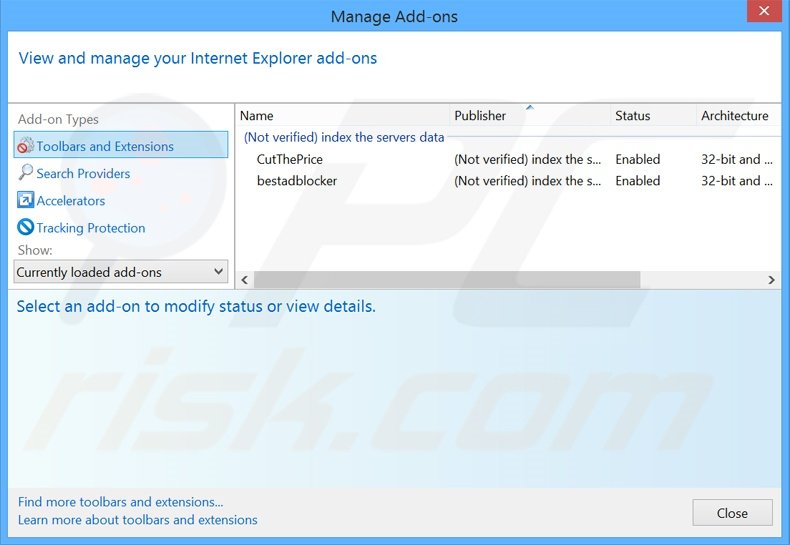 Removing SysPlayer ads from Internet Explorer step 2