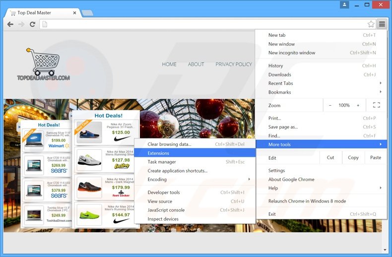 Removing Top Deal Master  ads from Google Chrome step 1