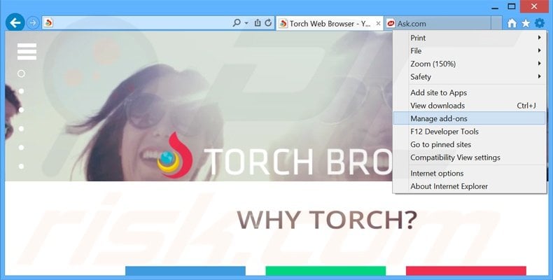 Removing Torch Browser ads from Internet Explorer step 1