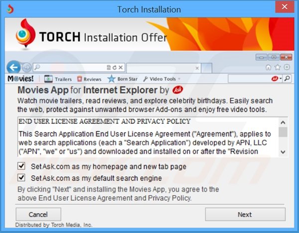 Torch Browser installer