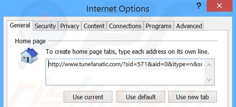 Removing tunefanatic.com from Internet Explorer homepage