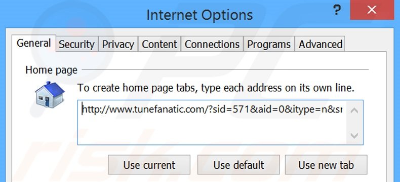 Removing tunefanatic.com from Internet Explorer homepage