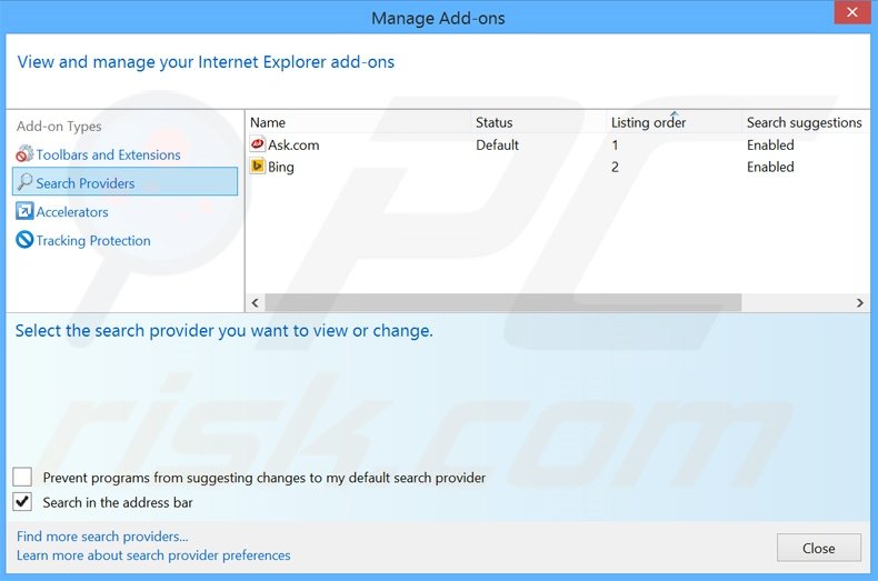 Removing tunefanatic.com from Internet Explorer default search engine