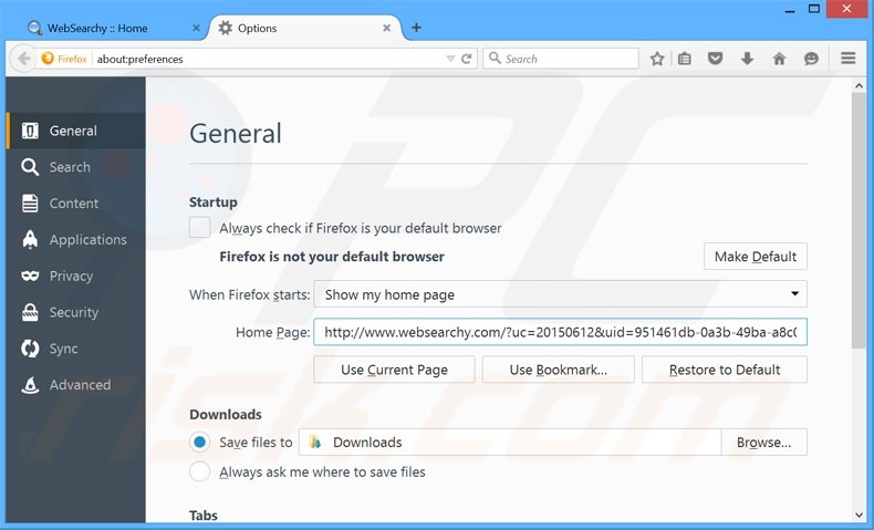 Removing websearchy.com from Mozilla Firefox homepage