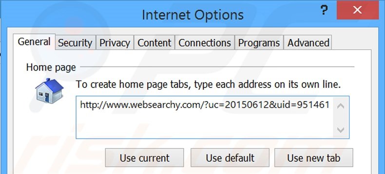 Removing websearchy.com from Internet Explorer homepage