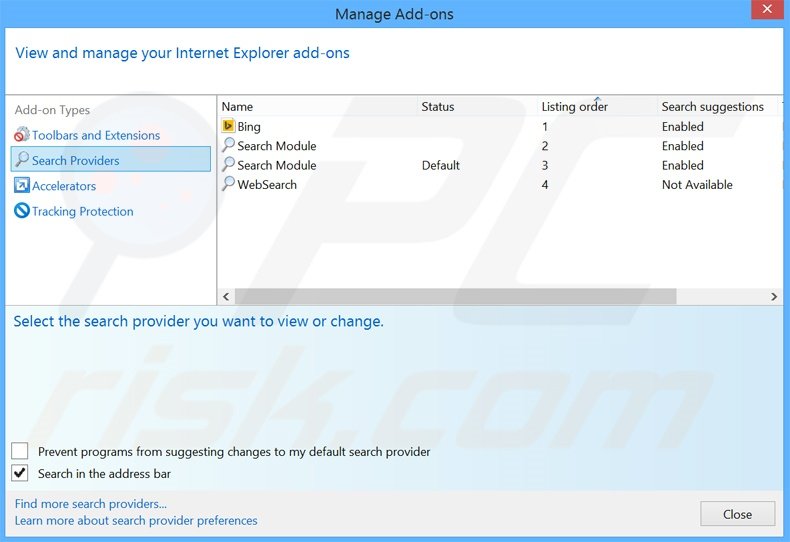 Removing yourtv.link from Internet Explorer default search engine