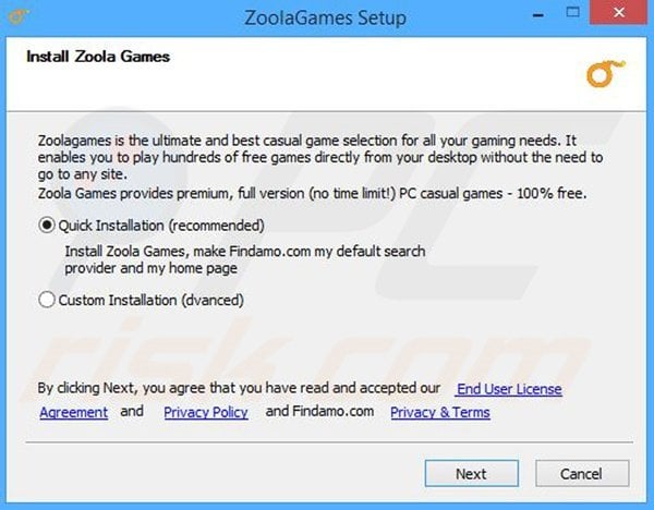 Zoola Games adware installation setup