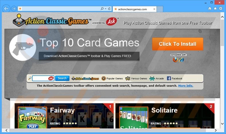 Action Classic Games browser hijacker