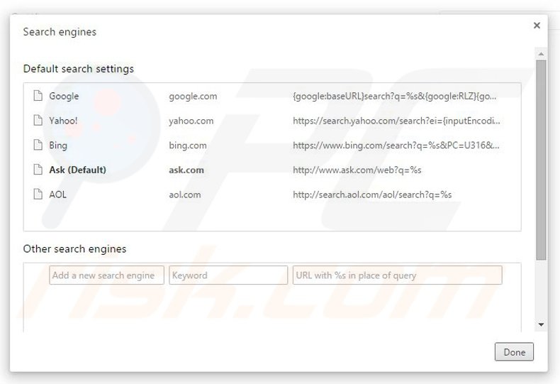 Removing AutoPCBackup from Google Chrome default search engine