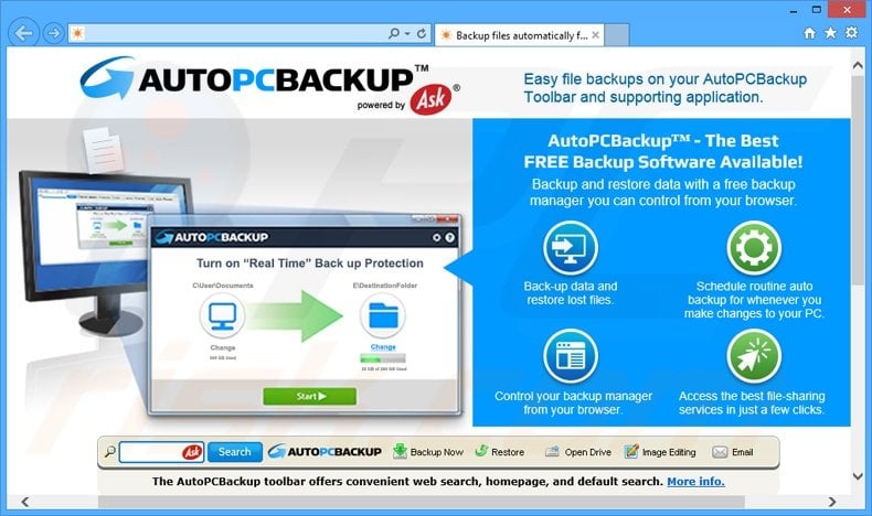 AutoPCBackup browser hijacker