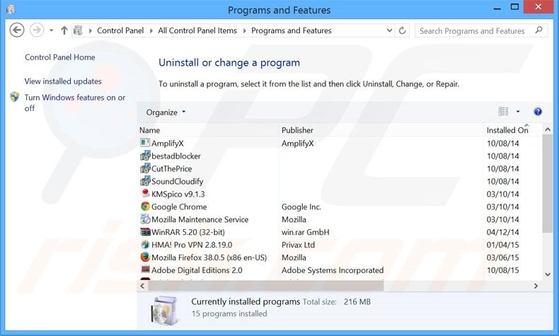 Best Results adware uninstall via Control Panel