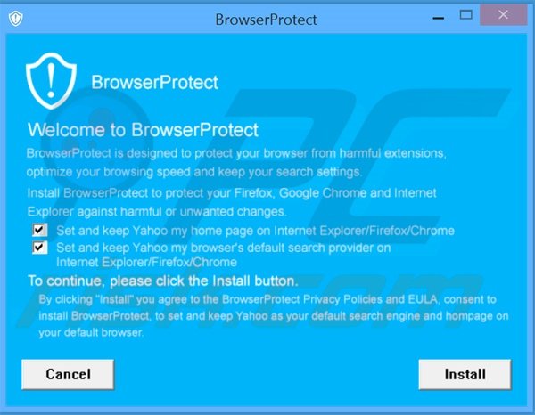 Official BrowserProtect adware installation setup